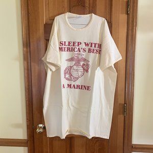 Sleep T-Shirt VTG I Sleep With American's Best A Marine Yellow One Size Fits All